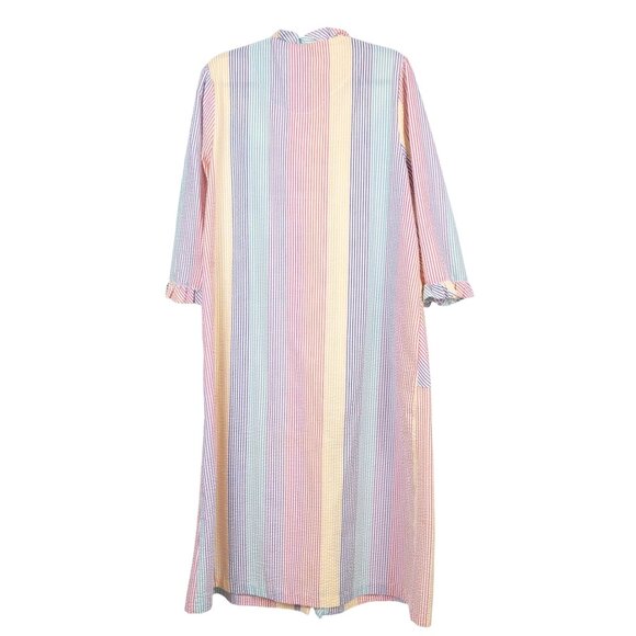 Styled by Saybury VTG House Dress 1X Womens Robe Seersucker Striped  Ruffle - Picture 6 of 6